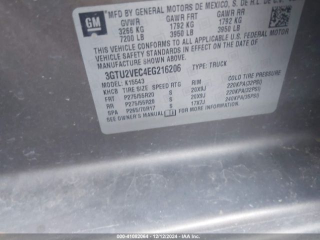 3GTU2VEC4EG216206 GMC Sierra 1500 Slt