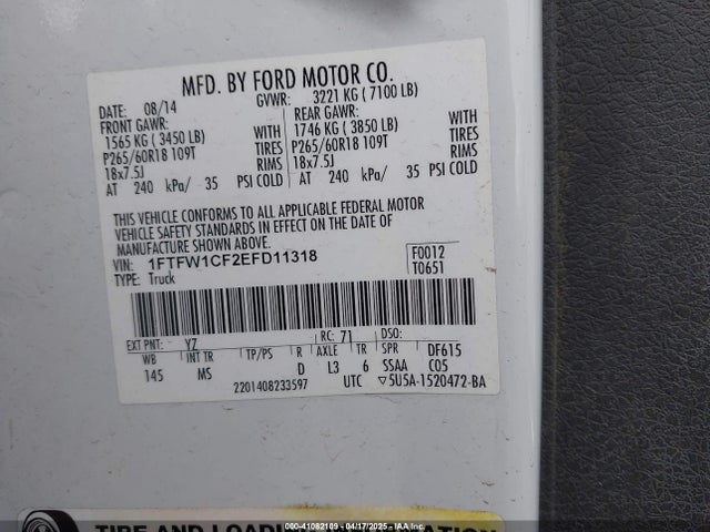 Ford F-150 Xlt 2014 1FTFW1CF2EFD11318 Image 9