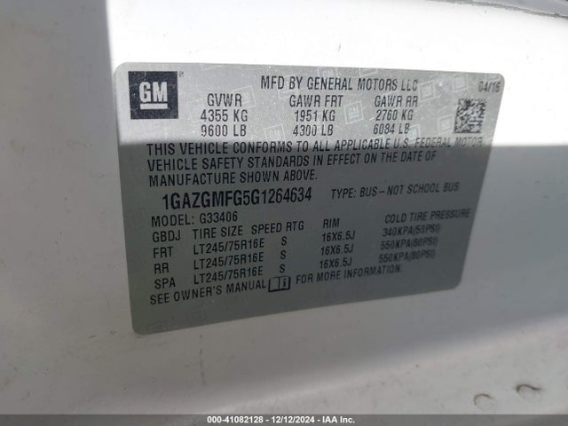 Chevrolet Express 3500 Lt 2016 1GAZGMFG5G1264634 Image 9