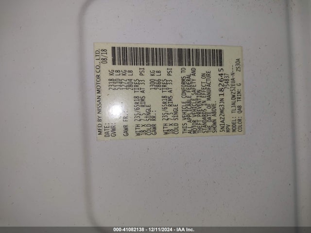 Nissan MURANO SV 2018 5N1AZ2MG3JN182645 Image 9