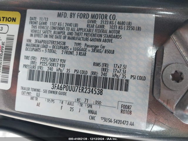 Ford Fusion Hybrid S 2014 3FA6P0UU7ER234538 Image 9