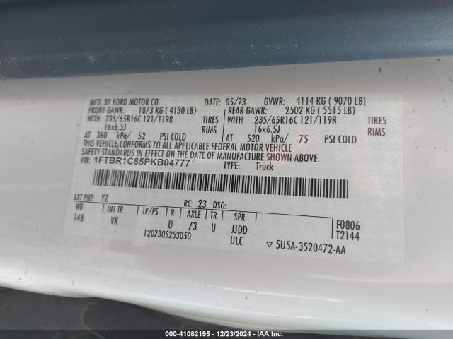 Ford Transit-250 Cargo Van 2023 1FTBR1C85PKB04777 Image 9
