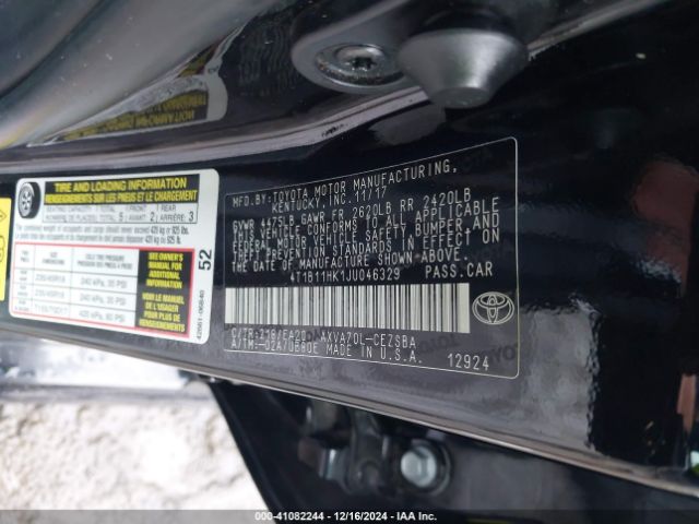 4T1B11HK1JU046329 Toyota CAMRY SE