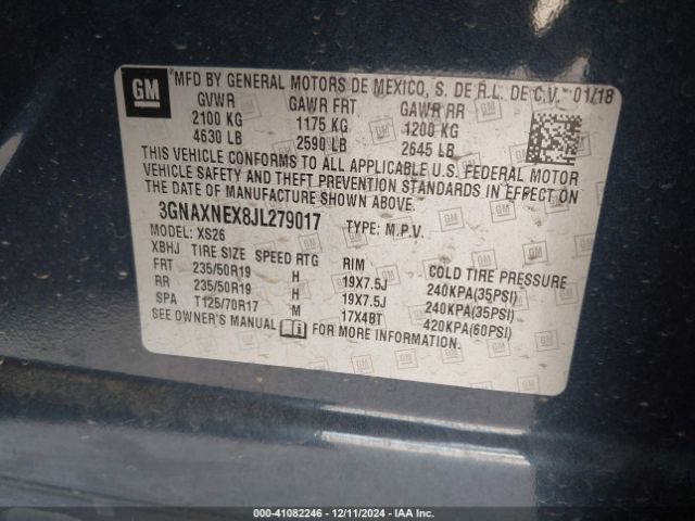 3GNAXNEX8JL279017 Chevrolet Equinox Premier