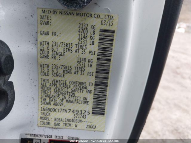 1N6BD0CT7FN749325 Nissan Frontier S/sv-i4