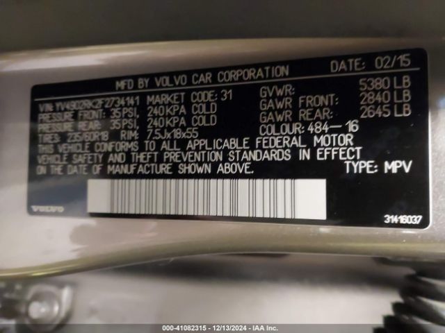 YV4902RK2F2734141 Volvo Xc60 T6