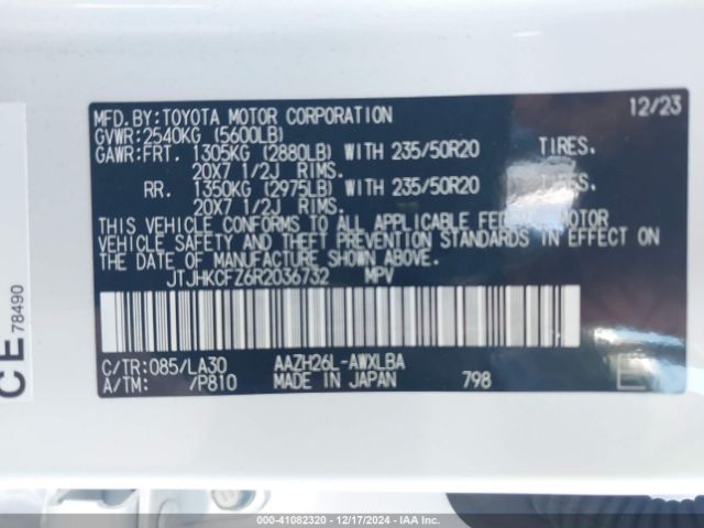 JTJHKCFZ6R2036732 Lexus Nx 450h+ Luxury