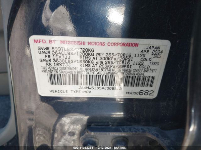 2004 MITSUBISHI MONTERO JA4MW51S54J008912 Photo 8