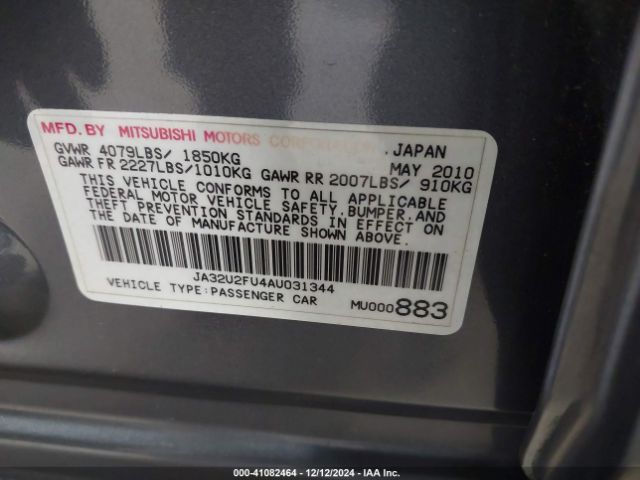 2010 MITSUBISHI LANCER JA32U2FU4AU031344 Photo 8