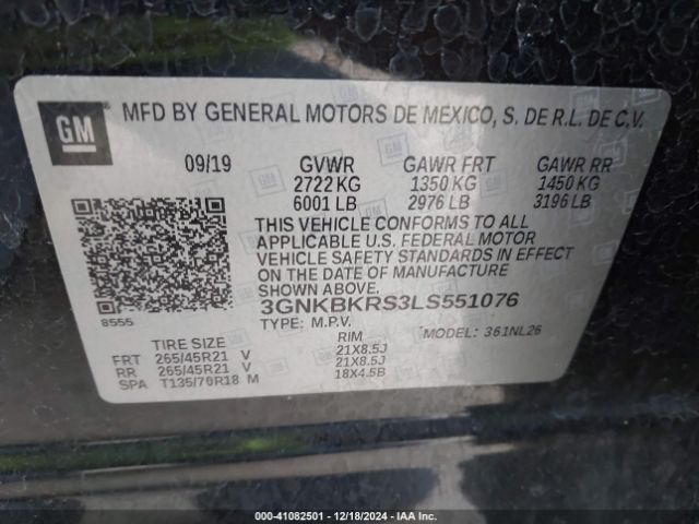 3GNKBKRS3LS551076 Chevrolet Blazer Awd Rs