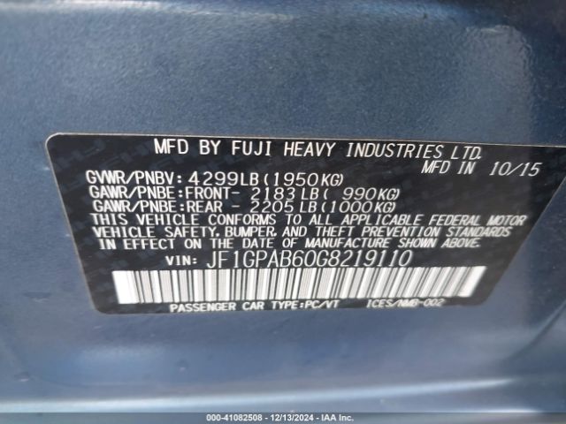 JF1GPAB60G8219110 Subaru Impreza 2.0i Premium