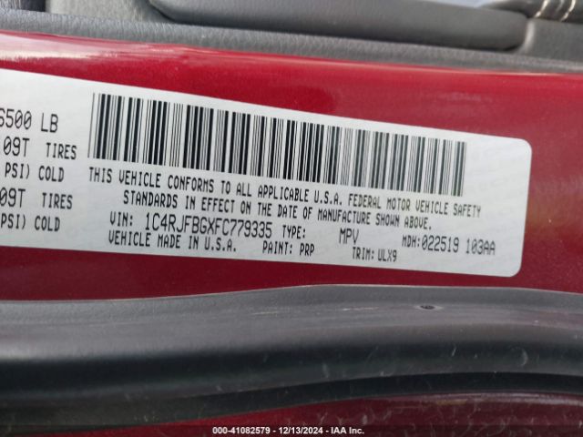 1C4RJFBGXFC779335 Jeep Grand Cherokee Limited