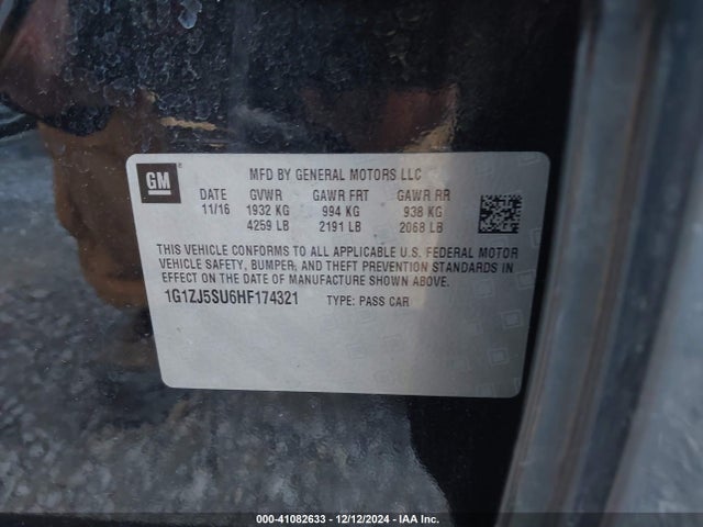 1G1ZJ5SU6HF174321 Chevrolet MALIBU HYBRID