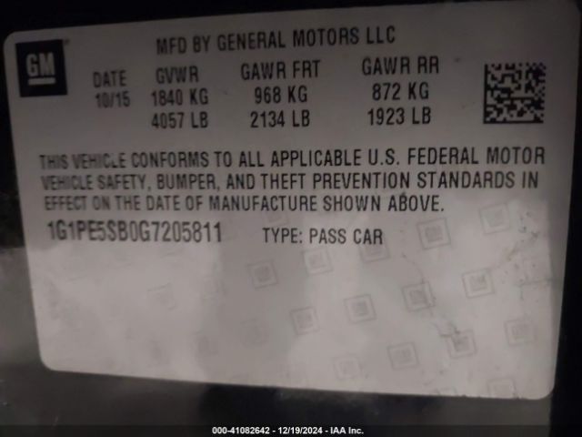 1G1PE5SB0G7205811 Chevrolet Cruze Limited 1lt Auto
