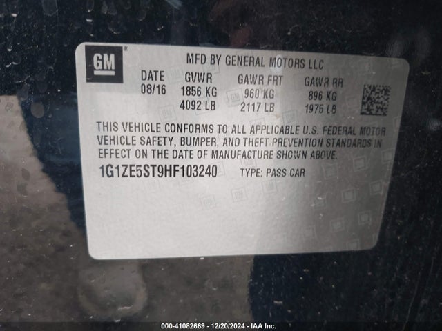 Chevrolet MALIBU 1LT 2017 1G1ZE5ST9HF103240 Image 9