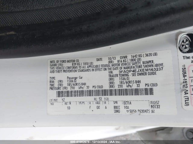 Ford FIESTA SE 2014 3FADP4EJXEM163237 Image 9