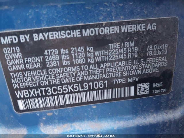Aukcja sprzedaży 2019 Bmw X1 Xdrive28i, vin: WBXHT3C55K5L91061, numer aukcji: 41082777