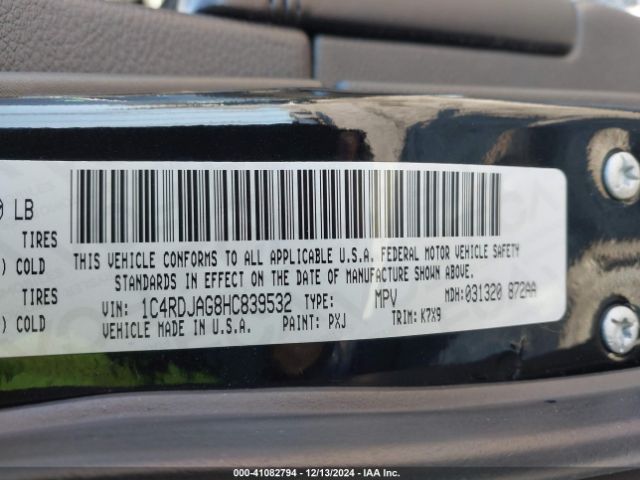 1C4RDJAG8HC839532 Dodge Durango Sxt Awd