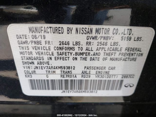 JN1EV7AR4KM593812 Infiniti Q50 3.0t Luxe