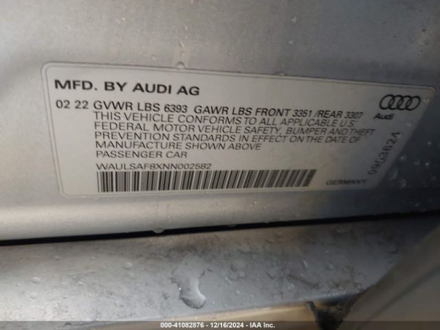 2022 AUDI S8 WAULSAF8XNN002582 Photo 8