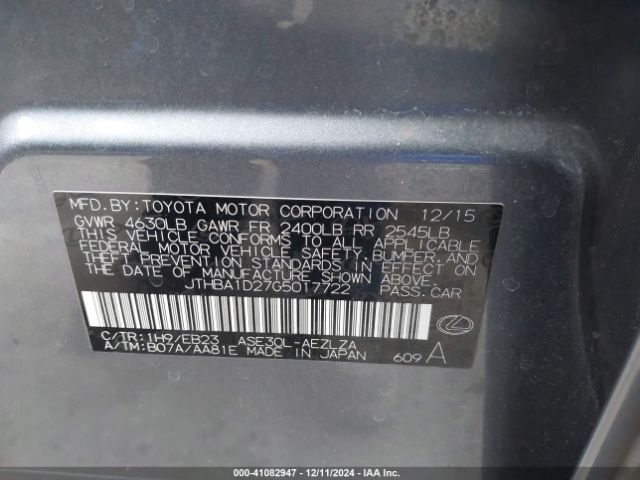 JTHBA1D27G5017722 Lexus IS 200T