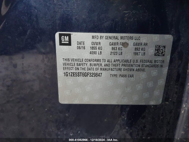 1G1ZE5ST6GF329847 Chevrolet MALIBU 1LT
