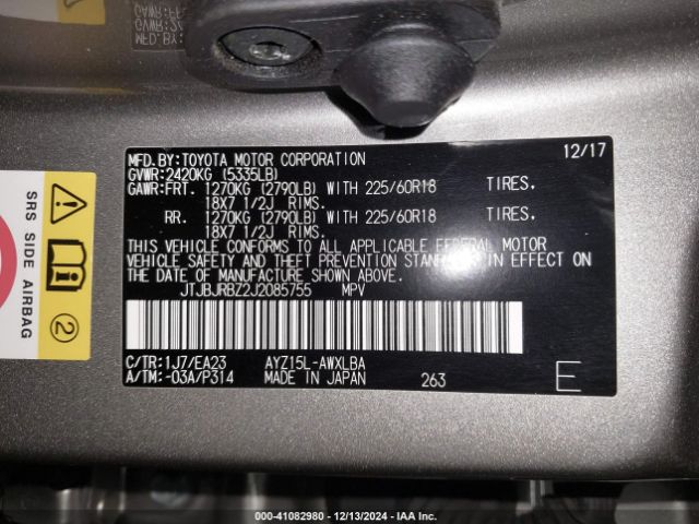JTJBJRBZ2J2085755 Lexus NX 300H