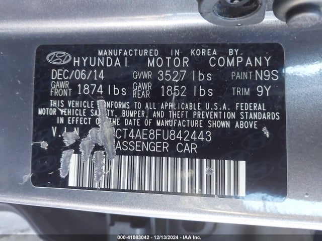 Hyundai ACCENT GLS 2015 KMHCT4AE8FU842443 Image 9