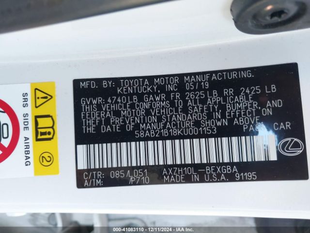 58AB21B18KU001153 Lexus ES 300H