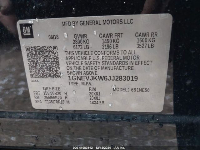 1GNEVJKW6JJ283019 Chevrolet Traverse Premier