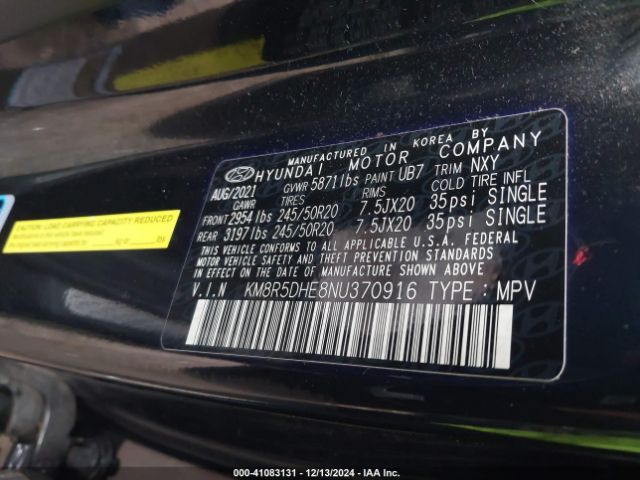 KM8R5DHE8NU370916 Hyundai Palisade Limited