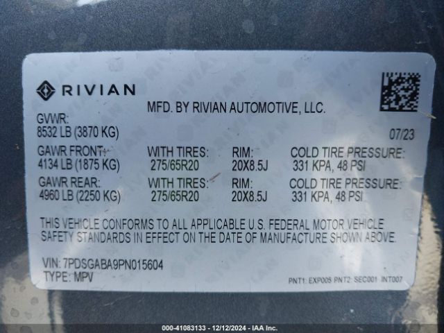 7PDSGABA9PN015604 Rivian R1s Adventure