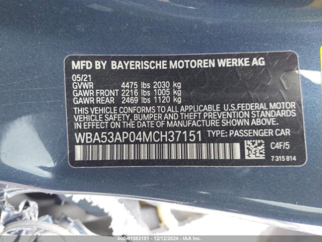 WBA53AP04MCH37151 BMW 430I