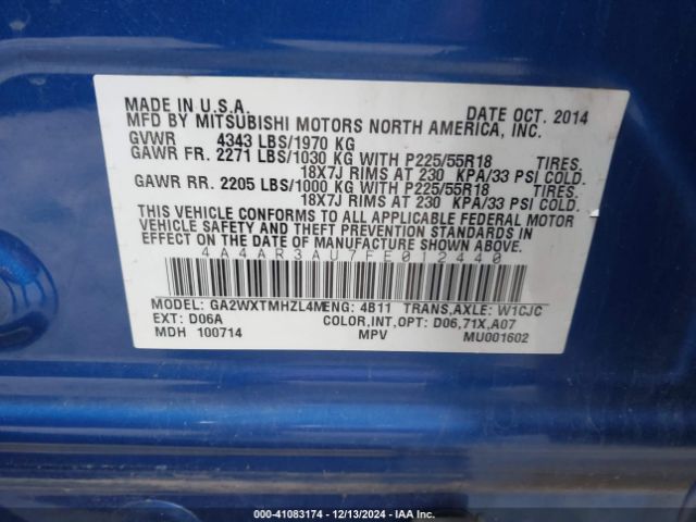 2015 MITSUBISHI OUTLANDER SPORT 4A4AR3AU7FE012440 Photo 8