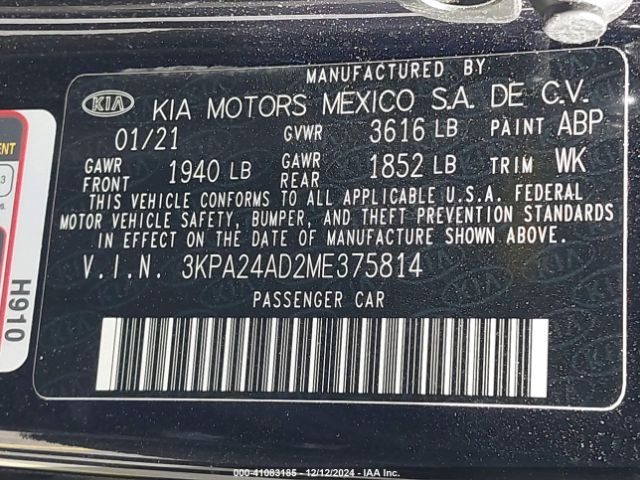 3KPA24AD2ME375814 KIA RIO S
