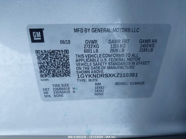 1GYKNDRSXKZ110391 Cadillac XT5 LUXURY