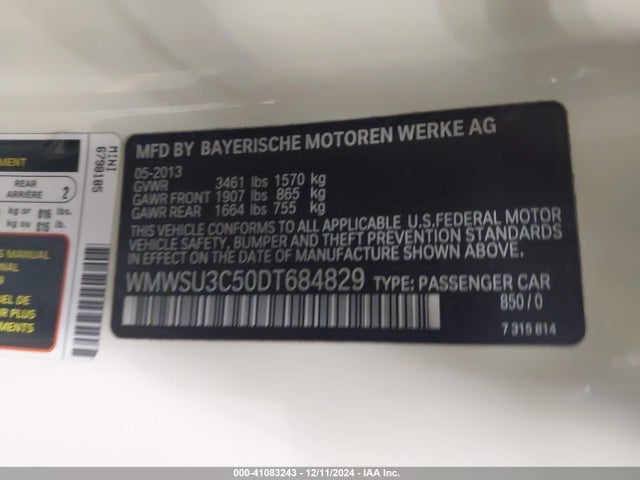 2013 MINI HARDTOP WMWSU3C50DT684829 Photo 8