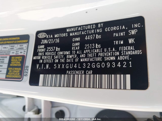 KIA OPTIMA EX 2016 5XXGU4L32GG093421 Image 9