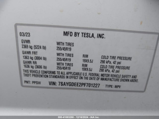 2023 TESLA MODEL Y 7SAYGDEE2PF701227 Photo 8