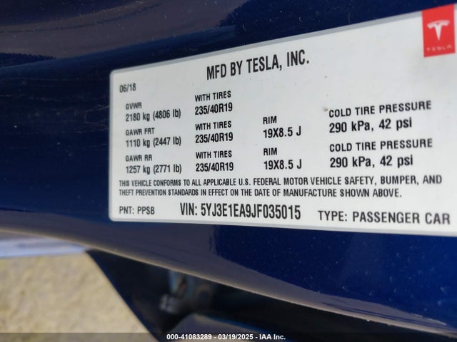 2018 TESLA MODEL 3 5YJ3E1EA9JF035015 Photo 8