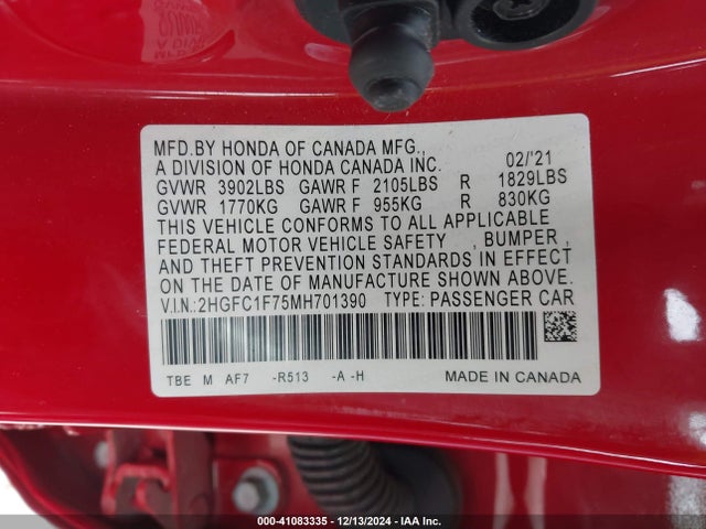 Honda Civic Ex-l 2021 2HGFC1F75MH701390 Image 9