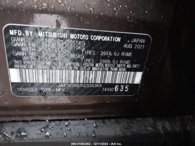 2022 MITSUBISHI OUTLANDER JA4J4VA8XNZ030369 Photo 8