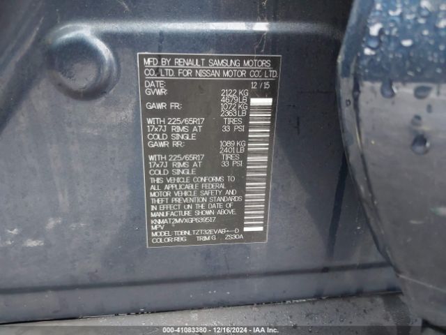 KNMAT2MVXGP639517 Nissan ROGUE SV