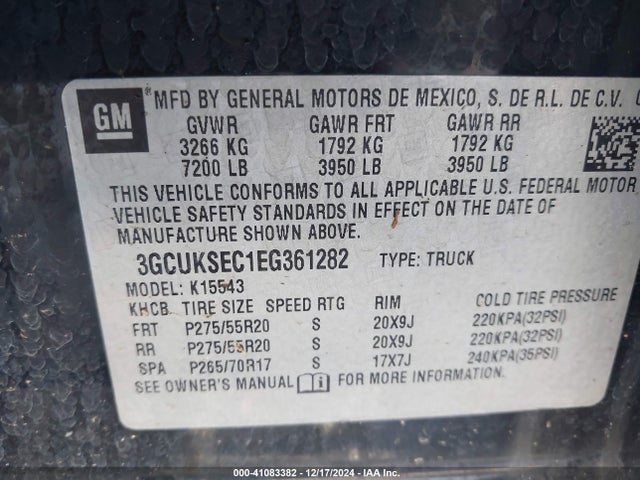 Chevrolet Silverado 1500 2lz 2014 3GCUKSEC1EG361282 Image 9