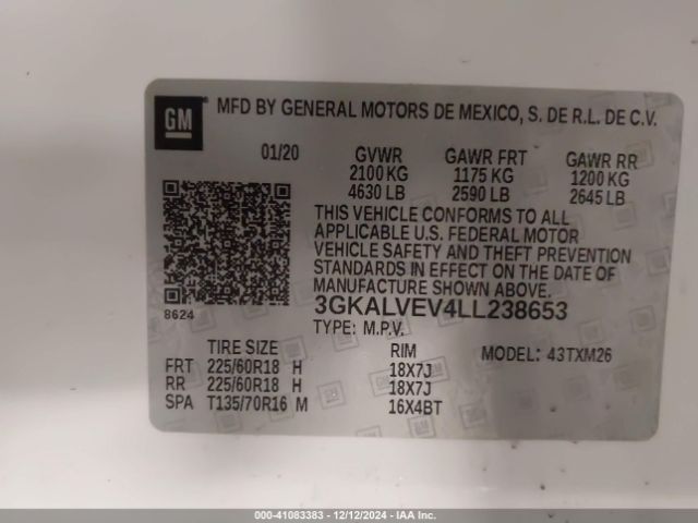 3GKALVEV4LL238653 GMC Terrain Awd Slt