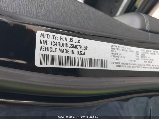 1C4RDHDG5MC799201 Dodge Durango Gt Plus Rwd