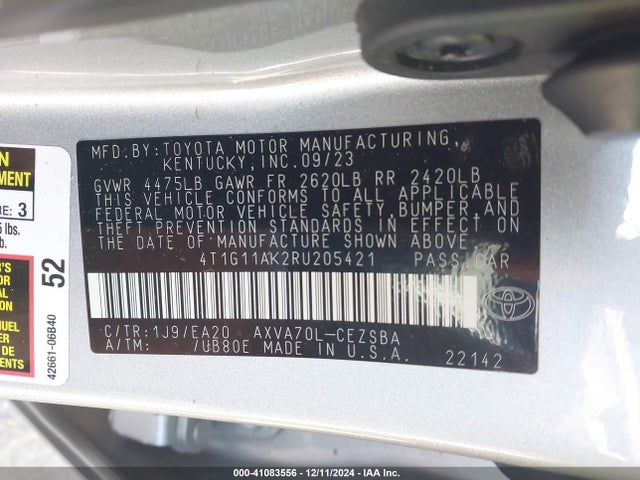 4T1G11AK2RU205421 Toyota CAMRY SE