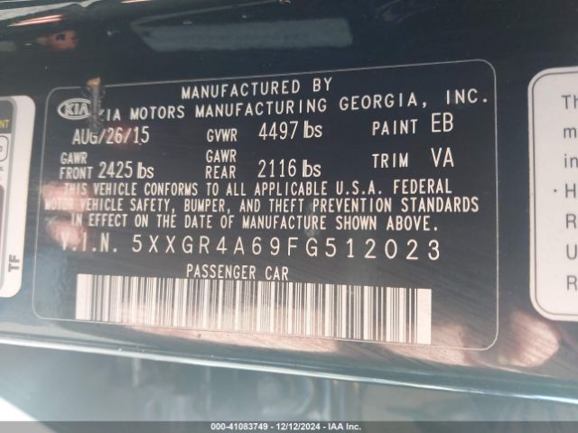 5XXGR4A69FG512023 KIA Optima Sxl Turbo