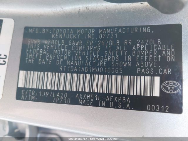 4T1DA1AB1MU010065 Toyota Avalon Hybrid Limited