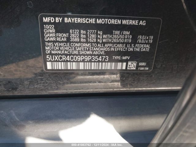 5UXCR4C09P9P35473 BMW X5 Sdrive40i